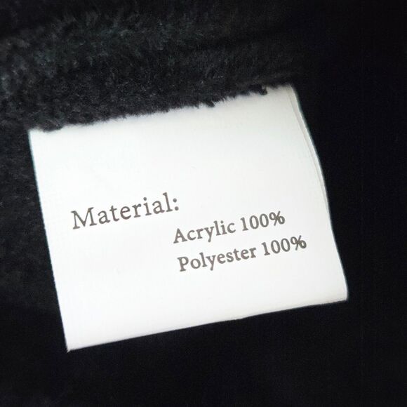 Women's Black Cable Knit Double Pom Pom Beanie Winter Hat Fleece Lined Cat Ears - Picture 3 of 7